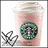 Starbucks drink icons with green siren logo, whipped cream toppings, and heart symbols in a