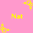 Yellow pixelated text and square patterns on a pink background, with visible animation changes in square positions.
