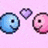 Pixelated icon with two circular faces, a purple heart, and pink text on pastel backgrounds.
