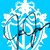 Animated icon with blue background featuring white snowflake-like patterns and a stylized 'O' symbol, transitioning to a person with dark hair and a yellow heart-shaped graphic.