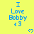 Blue text and heart symbols on a yellow background with a gray rectangle at the bottom right.