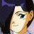 Pixelated anime-style character face with dark hair and purple background next to stylized text on black background in a contact sheet layout.