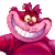 A pixelated buddy icon featuring the Cheshire Cat from Alice in Wonderland on a gray background, with green text reading "Original Icons .com" on a dark green panel to the right.