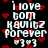 Black background with white pixelated text reading 'I love tom kawitz forever 3*3' surrounded by red pixelated hearts, animated with heart movement.
