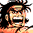 Pixelated 48x48 static icon of a cartoon character with spiky black hair, orange skin tones, and an exaggerated shouting expression against white background.