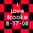 Red and black checkered background with white text reading "I Love Brooke 8-17-08" in four identical