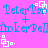 Pixelated blue text on pink background with white square-and-dot symbols, repeating in a pattern