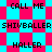 Pixelated text repeats across a cyan and magenta checkered background with diamond-shaped patterns.