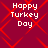 Red background with red diamond pattern and white text reading "Happy Turkey Day" in four identical quadrants