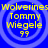 Four identical circular icons with blue backgrounds and yellow text reading "Wolverines Tommy Wiegele 99" arranged in a pattern
