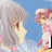 Pixelated anime-style character with gray hair and pink clothing facing right, against blue sky background; text "I LOVE HER" appears in white block letters.