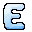 Two pixelated blue letter E icons with black outlines displayed side-by-side on a gray background, showing slight animation differences between frames.