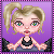 Pixelated cartoon character with blonde pigtails, green eyes, and black tank top against purple background; four expressions in