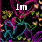 Animated icon with colorful heart outlines and text changing from 'Im' to 'In' then 'Lov' against a black background.