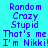 Pixelated text on cyan background with green highlight bars, displaying phrases like "Random Crazy Stupid That's me I'm Nikki!" in blue and purple fonts.