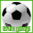A soccer ball with black and white , each showing a different orientation of the ball's surface. The text 'lets play!' appears below in green pixelated letters
