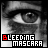 A 4x4 contact sheet of animated frames showing a close-up of an eye with bleeding mascara effect, each frame displaying the text "BLEEDING MASCARA" in pixelated font with red and white lettering.