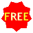 Red starburst-shaped icons with yellow 'FREE' text, varying in shading and orientation