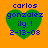 Four identical green heart-shaped icons with blue text on an orange background, each displaying 'carlos gonzalez ily! 2-13-08' in pixelated font.