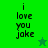 Green background with black text reading "i love you joke" and a star symbol, displayed in two variations with different star colors.