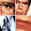 Pixelated of facial features and partial figures with glasses, showing sequential animation frames