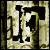 stylized letters and text elements on textured background with animated glow effects