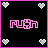 Pixel art icon with black background, four corner hearts, and central 'MUSH' text in pink or white outline.