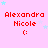 Pixelated pink background with red text 'Alexandra Nicole' and a colon emoticon, surrounded by light blue stars.