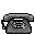 Four pixelated grayscale rotary telephone icons arranged in a 2x2 contact sheet with varying handset positions and dial details.