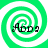 Four identical green and white spiral patterns with black text reading 'Apoq' in the center of each.