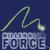 Green pixelated line drawing of a fishing rod with a hook and glowing lure above stylized blue text reading 'FORGE' on dark blue background.