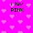 Pixelated pink background with repeating light pink heart shapes and black text reading 'i luv PINK' in four locations.