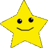 Three yellow star-shaped icons with smiling faces on a gray background, two featuring radiating lines.