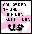 Pixelated text and symbols on a pink-and-white background with subtle animation changes across frames.