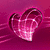 A pink heart-shaped icon with a glossy, crystalline texture on a magenta background featuring subtle horizontal lines.