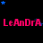A black background displays repeated pink text "LeAnDrA" with scattered blue stars, showing slight variations in star positions across frames.