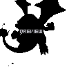 Black silhouette of a dragon-like creature in various flying poses on light gray background, each with 'PREVIEW' text overlay.