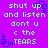 Pixelated text on a purple background with blue square outlines, repeating phrases and the word TEARS in green.
