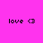 Pixelated 'love <3' text on a pink-to-blue gradient background with two distinct glowing effects visible across observations.