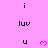A pink background displays repeated text and heart symbols in a pattern with animated heart pulses