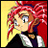 Pixelated anime-style character with red hair and yellow background in a static 48x48 buddy icon format.