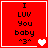 Red square icon with black text "I LUV You baby ^3^" and a white heart symbol in the bottom-right corner.