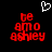 Red pixelated text 'be amo ashley' stacked vertically with a white heart symbol above on black background.