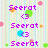 Pixelated text 'Seerot' appears three times vertically on a striped background with scattered colored dots.