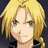 Pixelated anime-style character with blonde hair and dark clothing, red text 'FMA' and 'LUV YA!' on dark and light backgrounds.