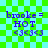 Pixelated text on green and cyan checkered background with animated glow effect.