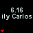 Static digital image with repeated text and red heart symbols on a black background, showing multiple instances of 'ily Carlos' above vertical stacks of hearts.