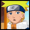 A character with spiky yellow hair and a blue headband featuring a silver symbol appears in multiple expressions including surprise, contemplation, and thoughtfulness.