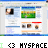 Animated contact sheet of a MySpace-themed buddy icon showing sequential frames with repeated website interface elements and text.