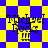 Blue and yellow checkered background with 'Michael Rocks' text and three exclamation marks in black pixelated font.